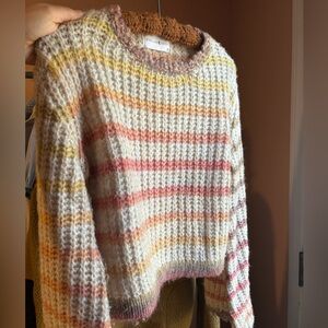 Warm rainbow bell sleeve sweater